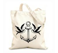 AILOONG Canvas Bag 12 oz thick fabric Birds Swallow Anchor Sea Nautical Marine Style Sketching bag 35x40cm Large