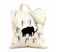 AILOONG Canvas Bag 12 oz thick fabric Cave Paintings Ancient Animal Mammoth Hunting Sketching bag 25x30cm Small
