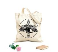 AILOONG Canvas Bag 12 oz thick fabric Celtic Angel with Wings and Sword of the Cross Sketching bag 25x30cm Small