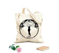 AILOONG Canvas Bag 12 oz thick fabric Circle Abstract Girl Tree Branches Leaves Roots Yoga Studio Sketching bag 31x36cm Medium