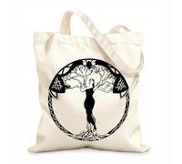 AILOONG Canvas Bag 12 oz thick fabric Circle Abstract Girl Tree Branches Leaves Roots Yoga Studio Sketching bag 35x40cm Large