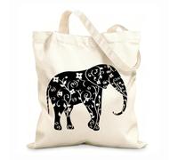 AILOONG Canvas Bag 12 oz thick fabric Elephant Animal Floral Ornament Sketching bag 31x36cm Medium