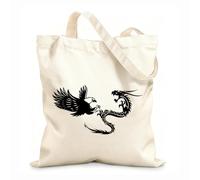 AILOONG Canvas Bag 12 oz thick fabric Fantastic Beasts Dragon With Eagle Flying Bird Sketching bag 35x40cm Large