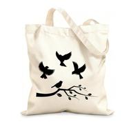 AILOONG Canvas Bag 12 oz thick fabric Flying Birds On Tree Branches Sketching bag 31x36cm Medium