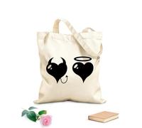 AILOONG Canvas Bag 12 oz thick fabric Heart Love Romance Devil And Angel Bedroom Sketching bag 25x30cm Small