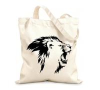 AILOONG Canvas Bag 12 oz thick fabric Lion King Head Roar Fangs Predator African Animal Sketching bag 35x40cm Large