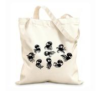 AILOONG Canvas Bag 12 oz thick fabric Little Funny Octopus Sea Ocean Animal Nursery Sketching bag 31x36cm Medium