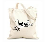 AILOONG Canvas Bag 12 oz thick fabric Monkeys On A Branch Tree Natural Animals Jungle Tropical Style Sketching bag 35x40cm Large