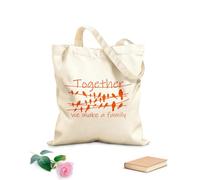 AILOONG Canvas Bag 340g/m² thick fabric Birds On A Branch Quote Together We Make a Family Sketching bag