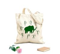 AILOONG Canvas Bag 340g/m² thick fabric Cave Paintings Ancient Animal Mammoth Hunting Sketching bag