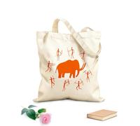 AILOONG Canvas Bag 340g/m² thick fabric Cave Paintings Ancient Animal Mammoth Hunting Sketching bag