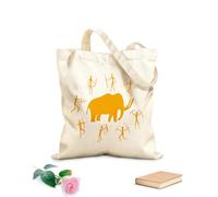 AILOONG Canvas Bag 340g/m² thick fabric Cave Paintings Ancient Animal Mammoth Hunting Sketching bag