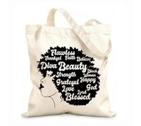 AILOONG Canvas Bag African Girl Hairstyle Hair Salon Motivation Words 12 oz thick fabric Sketching bag 31x36cm Medium