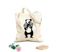 AILOONG Canvas Bag Angry Criminal Panda Asian Bear Funny Animal Kids 12 oz thick fabric Sketching bag 31x36cm Medium