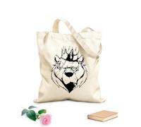 AILOONG Canvas Bag Beast King Beast Animal Strong Grizzly Predator 12 oz thick fabric Sketching bag 25x30cm Small