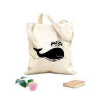 AILOONG Canvas Bag Big Blue Whale Cartoons Sea Animals 12 oz thick fabric Sketching bag 35x40cm Large