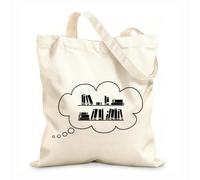 AILOONG Canvas Bag Books Library Bookstore Bookworm Reading Stories 12 oz thick fabric Sketching bag 25x30cm Small