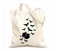 AILOONG Canvas Bag Clock Silhouette Flock Of Birds Ravens 12 oz thick fabric Sketching bag 35x40cm Large