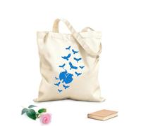 AILOONG Canvas Bag Clock Silhouette Flock Of Birds Ravens 340g/m² thick fabric Sketching bag