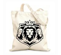 AILOONG Canvas Bag Crown Lions Head Wild Animals Kindom Symbol 12 oz thick fabric Sketching bag 25x30cm Small