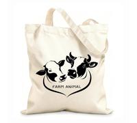 AILOONG Canvas Bag Farm Animals Cows Butcher Shop Meat Restaurant Logo 12 oz thick fabric Sketching bag 35x40cm Large