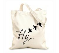 AILOONG Canvas Bag Fly Word Bird Freedom ation 12 oz thick fabric Sketching bag 31x36cm Medium