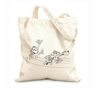AILOONG Canvas Bag Funny Animals Ostrich and Cheetah on Treadmill 12 oz thick fabric Sketching bag 25x30cm Small