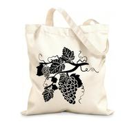 AILOONG Canvas Bag Grape Branch Vine Berries Alcohol Winery 12 oz thick fabric Sketching bag 25x30cm Small
