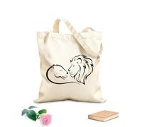 AILOONG Canvas Bag King And Queen Lions Heart Shape Animals 12 oz thick fabric Sketching bag 35x40cm Large