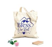 AILOONG Canvas Bag Lettering Home Phrase Bless Our Nest Birds Family 340g/m² thick fabric Sketching bag