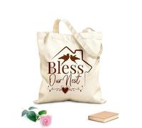 AILOONG Canvas Bag Lettering Home Phrase Bless Our Nest Birds Family 340g/m² thick fabric Sketching bag