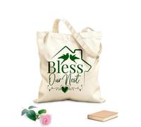 AILOONG Canvas Bag Lettering Home Phrase Bless Our Nest Birds Family 340g/m² thick fabric Sketching bag