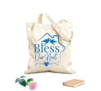 AILOONG Canvas Bag Lettering Home Phrase Bless Our Nest Birds Family 340g/m² thick fabric Sketching bag