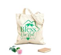 AILOONG Canvas Bag Lettering Home Phrase Bless Our Nest Birds Family 340g/m² thick fabric Sketching bag