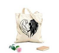 AILOONG Canvas Bag Man Woman Devil Bad Romance Angel Demon Love 12 oz thick fabric Sketching bag 25x30cm Small