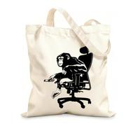 AILOONG Canvas Bag Monkey Boss A Chair Apes Animals 12 oz thick fabric Sketching bag 35x40cm Large