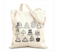 AILOONG Canvas Bag Set Cakes Bakehouse Tasty Bakery Cake Dessert 12 oz thick fabric Sketching bag 35x40cm Large