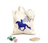 AILOONG Canvas Bag Silhouette Girl Horse Rider Birds Patterns 340g/m² thick fabric Sketching bag