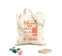 AILOONG Canvas Bag So I say to You: Ask and it Will be Given to You S nd You Will find Knock and The Door Will be Opened to You. Luke 11:9 10 340g/m² thick fabric Sketching bag