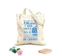 AILOONG Canvas Bag So I say to You: Ask and it Will be Given to You S nd You Will find Knock and The Door Will be Opened to You. Luke 11:9 10 340g/m² thick fabric Sketching bag