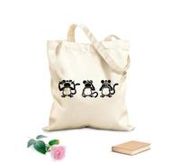 AILOONG Canvas Bag Three Wise Monkeys Animals Buddhism Japan 12 oz thick fabric Sketching bag 25x30cm Small
