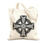 AILOONG Canvas Tote Bag Amulet Talisman Celtic Cross Irish Pattern 12 oz thick fabric Replaces school bag 25x30cm Small