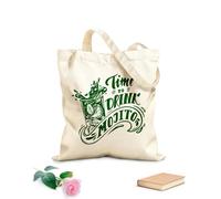 AILOONG Canvas Tote Bag Bar Cocktail Alcohol Time To Drink Mojito 340g/m² thick fabric Replaces school bag