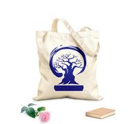 AILOONG Canvas Tote Bag Bonsai Tree Enso Circle Zen Asian Style 340g/m² thick fabric Replaces school bag