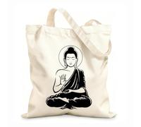 AILOONG Canvas Tote Bag Buddha Buddhism Calm Meditation 12 oz thick fabric Replaces school bag 35x40cm Large