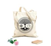 AILOONG Canvas Tote Bag Buddhism Zen Yoga Tree Bodhi Sun Moon Stars 12 oz thick fabric Replaces school bag 35x40cm Large