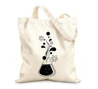 AILOONG Canvas Tote Bag Chemistry Science Atom Molecules School 12 oz thick fabric Replaces school bag 25x30cm Small