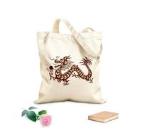 AILOONG Canvas Tote Bag Chinese Dragon Fantasy Mascot China 340g/m² thick fabric Replaces school bag