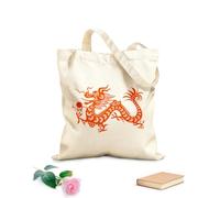 AILOONG Canvas Tote Bag Chinese Dragon Fantasy Mascot China 340g/m² thick fabric Replaces school bag