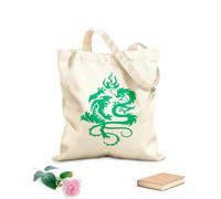 AILOONG Canvas Tote Bag Chinese Dragon Tiger Fight Predators 340g/m² thick fabric Replaces school bag